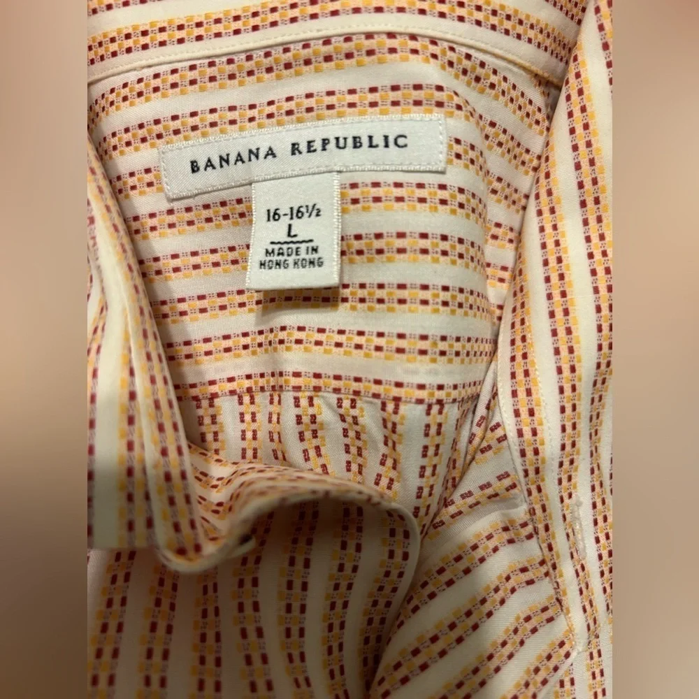 Banana Republic, pink, button-down collar, shirt, size large 16-16.5